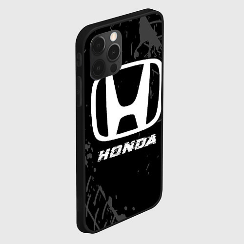 Чехол iPhone 12 Pro Max Honda speed на темном фоне со следами шин / 3D-Черный – фото 2