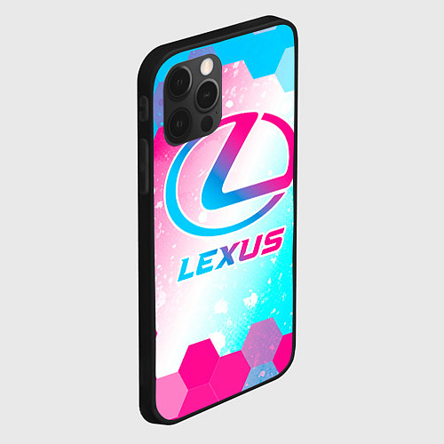 Чехол iPhone 12 Pro Max Lexus neon gradient style / 3D-Черный – фото 2