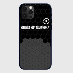 Чехол для iPhone 12 Pro Max Ghost of Tsushima glitch на темном фоне: символ св, цвет: 3D-черный