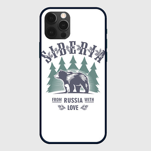 Чехол iPhone 12 Pro Max Сибирь - из России с любовью / 3D-Черный – фото 1