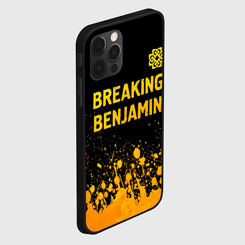 Чехол iPhone 12 Pro Max Breaking Benjamin - gold gradient: символ сверху / 3D-Черный – фото 2