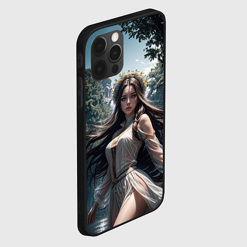 Чехол iPhone 12 Pro Max Русская красивая девушка на природе / 3D-Черный – фото 2
