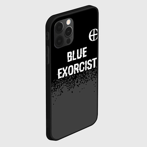 Чехол iPhone 12 Pro Max Blue Exorcist glitch на темном фоне: символ сверху / 3D-Черный – фото 2