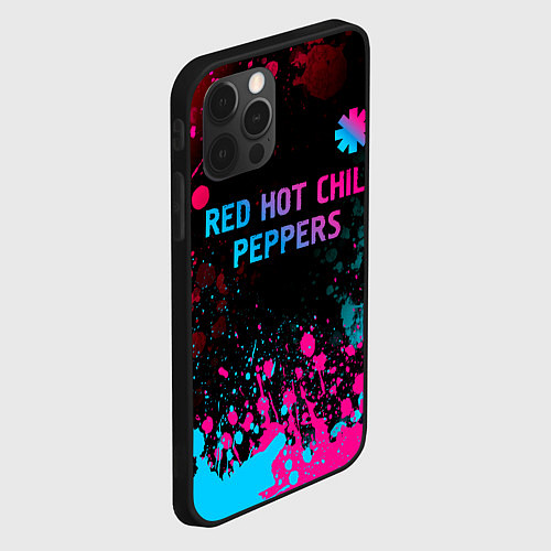Чехол iPhone 12 Pro Max Red Hot Chili Peppers - neon gradient: символ свер / 3D-Черный – фото 2