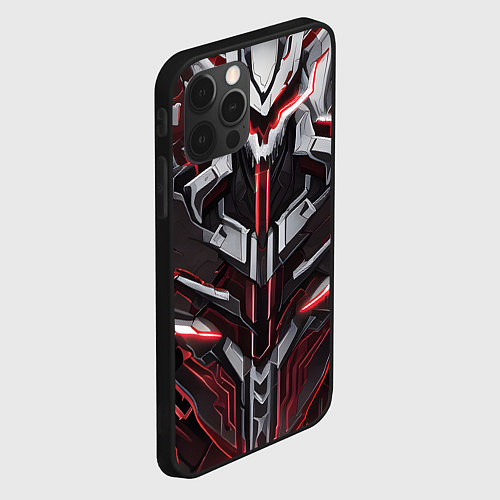Чехол iPhone 12 Pro Max Красная кибер броня / 3D-Черный – фото 2
