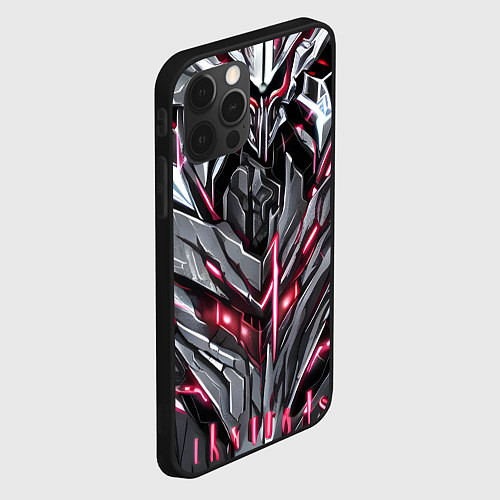Чехол iPhone 12 Pro Max Красная кибер броня / 3D-Черный – фото 2