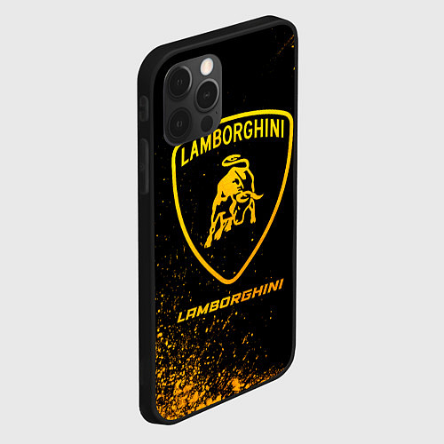 Чехол iPhone 12 Pro Max Lamborghini - gold gradient / 3D-Черный – фото 2