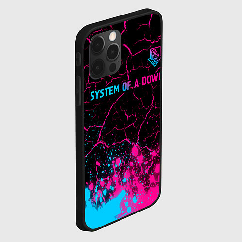 Чехол iPhone 12 Pro Max System of a Down - neon gradient: символ сверху / 3D-Черный – фото 2