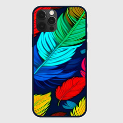 Чехол для iPhone 12 Pro Max Яркие перья, цвет: 3D-черный
