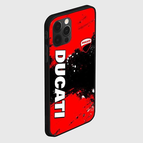 Чехол iPhone 12 Pro Max Ducati - красная униформа с красками / 3D-Черный – фото 2