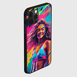 Чехол для iPhone 12 Pro Max Девушка в буйстве красок, цвет: 3D-черный — фото 2
