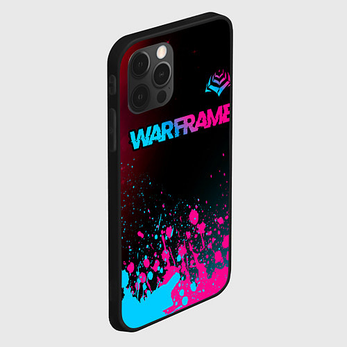 Чехол iPhone 12 Pro Max Warframe - neon gradient: символ сверху / 3D-Черный – фото 2