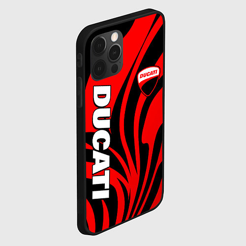 Чехол iPhone 12 Pro Max Ducati - red stripes / 3D-Черный – фото 2