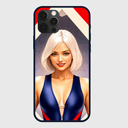 Чехол для iPhone 12 Pro Max Девушка блондинка в спортивном костюме, цвет: 3D-черный