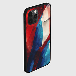 Чехол для iPhone 12 Pro Max Абстракция в цветах флага РФ, цвет: 3D-черный — фото 2