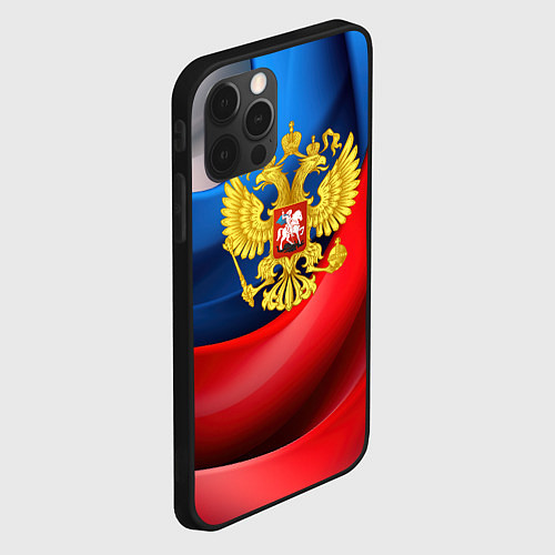 Чехол iPhone 12 Pro Max Золотой герб России / 3D-Черный – фото 2