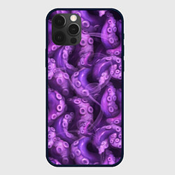 Чехол для iPhone 12 Pro Max Фиолетовые щупальца и дым, цвет: 3D-черный