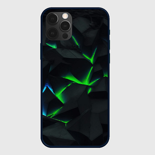 Чехол iPhone 12 Pro Max Зеленые и синие плиты / 3D-Черный – фото 1