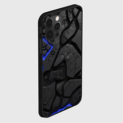 Чехол для iPhone 12 Pro Max Черные плиты с синей вставкой, цвет: 3D-черный — фото 2