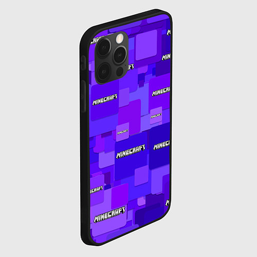 Чехол iPhone 12 Pro Max Minecraft pattern logo / 3D-Черный – фото 2