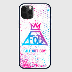Чехол для iPhone 12 Pro Max Fall Out Boy neon gradient style, цвет: 3D-черный