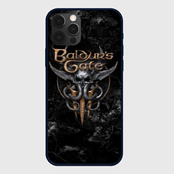 Чехол для iPhone 12 Pro Max Baldurs Gate 3 dark logo, цвет: 3D-черный