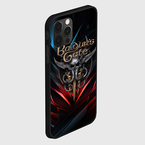 Чехол iPhone 12 Pro Max Baldurs Gate 3 dark logo / 3D-Черный – фото 2