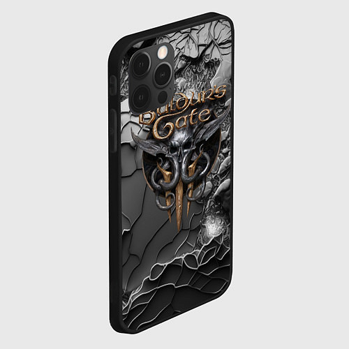 Чехол iPhone 12 Pro Max Baldurs Gate 3 logo dark / 3D-Черный – фото 2