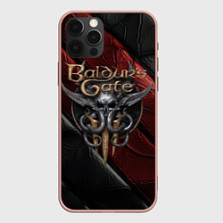 Чехол для iPhone 12 Pro Max Baldurs Gate 3 logo dark, цвет: 3D-светло-розовый