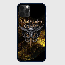 Чехол iPhone 12 Pro Max Baldurs Gate 3 logo gold black