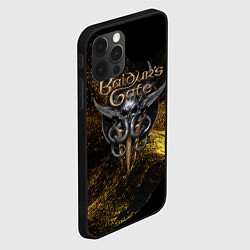 Чехол для iPhone 12 Pro Max Baldurs Gate 3 logo gold black, цвет: 3D-черный — фото 2