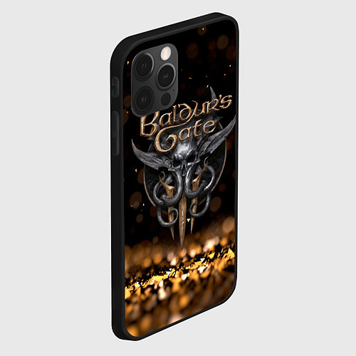 Чехол iPhone 12 Pro Max Baldurs Gate 3 logo dark gold logo / 3D-Черный – фото 2