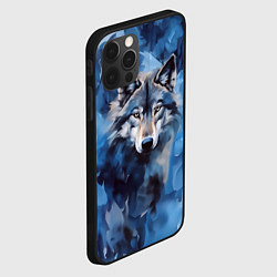 Чехол для iPhone 12 Pro Max Голова волка на ледяном фоне, цвет: 3D-черный — фото 2