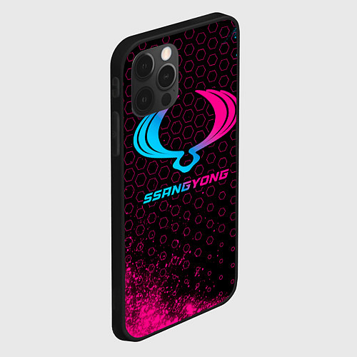 Чехол iPhone 12 Pro Max SsangYong - neon gradient / 3D-Черный – фото 2