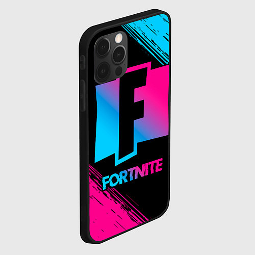 Чехол iPhone 12 Pro Max Fortnite - neon gradient / 3D-Черный – фото 2