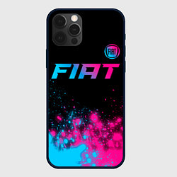 Чехол для iPhone 12 Pro Max Fiat - neon gradient: символ сверху, цвет: 3D-черный