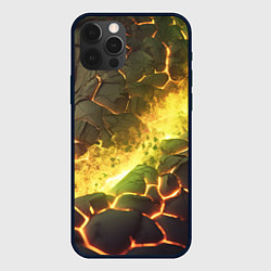 Чехол для iPhone 12 Pro Max Разлом плиты с лавой, цвет: 3D-черный