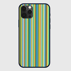 Чехол для iPhone 12 Pro Max Вертикальные разноцветные пполсы, цвет: 3D-черный