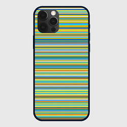 Чехол для iPhone 12 Pro Max Горизонтальные разноцветные полосы, цвет: 3D-черный