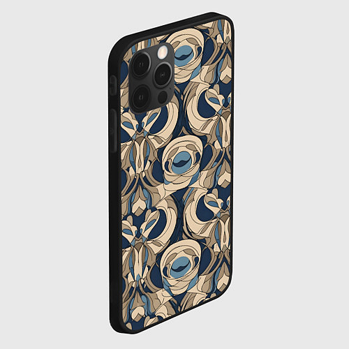 Чехол iPhone 12 Pro Max Коричневый узор паттерн / 3D-Черный – фото 2