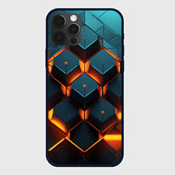 Чехол для iPhone 12 Pro Max Объемные кубы со светом, цвет: 3D-черный