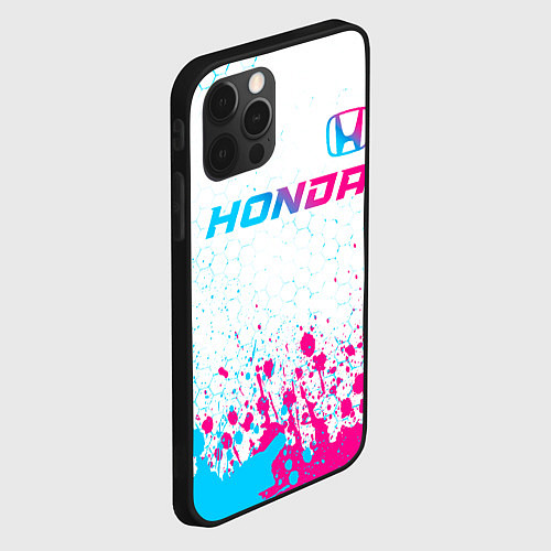 Чехол iPhone 12 Pro Max Honda neon gradient style: символ сверху / 3D-Черный – фото 2