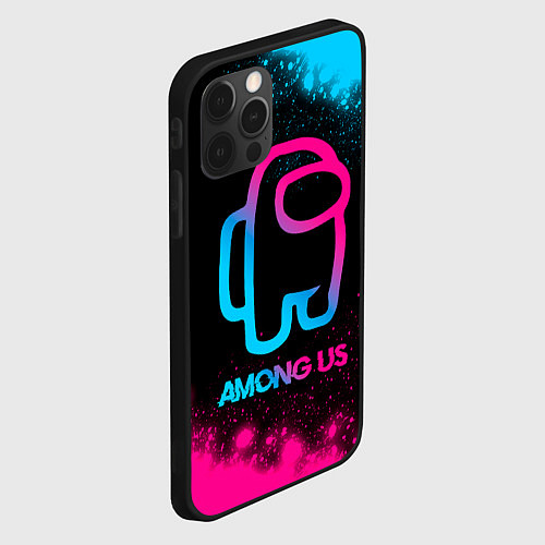 Чехол iPhone 12 Pro Max Among Us - neon gradient / 3D-Черный – фото 2