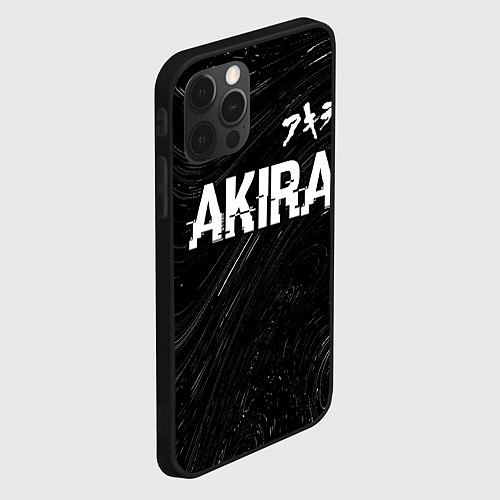 Чехол iPhone 12 Pro Max Akira glitch на темном фоне: символ сверху / 3D-Черный – фото 2