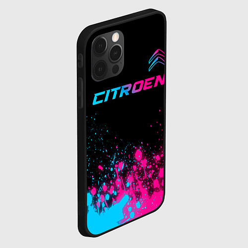 Чехол iPhone 12 Pro Max Citroen - neon gradient: символ сверху / 3D-Черный – фото 2