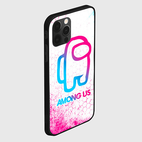 Чехол iPhone 12 Pro Max Among Us neon gradient style / 3D-Черный – фото 2