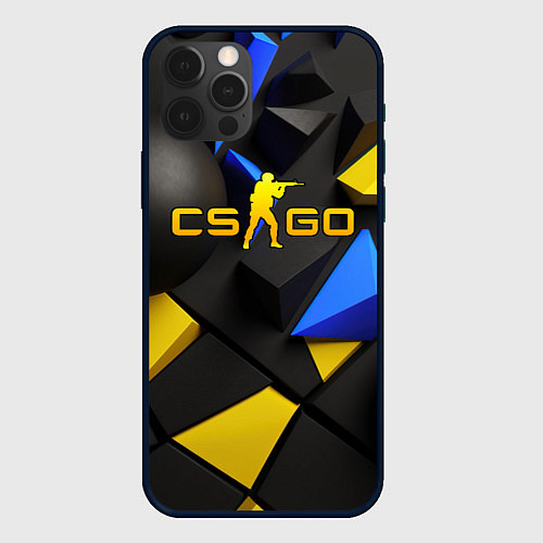 Чехол iPhone 12 Pro Max CSGO blue yellow abstract / 3D-Черный – фото 1