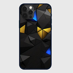 Чехол для iPhone 12 Pro Max Black yellow geometry, цвет: 3D-черный