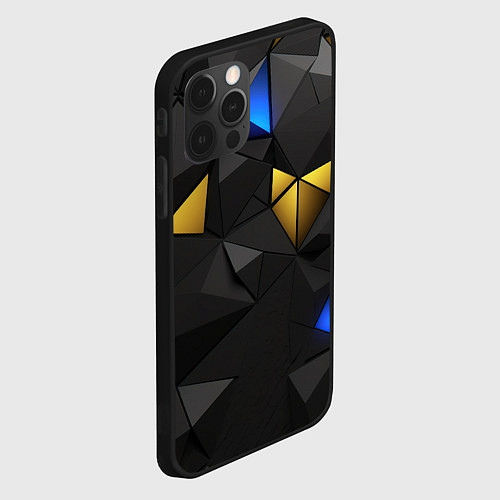 Чехол iPhone 12 Pro Max Black yellow geometry / 3D-Черный – фото 2