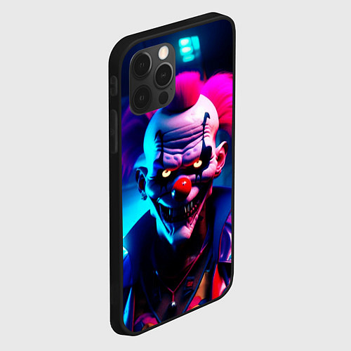 Чехол iPhone 12 Pro Max Злобный клоун киберпанк / 3D-Черный – фото 2